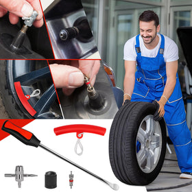 SBGGRL tire spoon beside ruler showing 14.5-inch length for increased leverage and reach