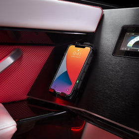 Scanstrut Active 15W installed on a boat helm providing visible phone access and charging