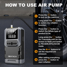 Scatach air compressor hose and nozzle attached for fast tire inflation