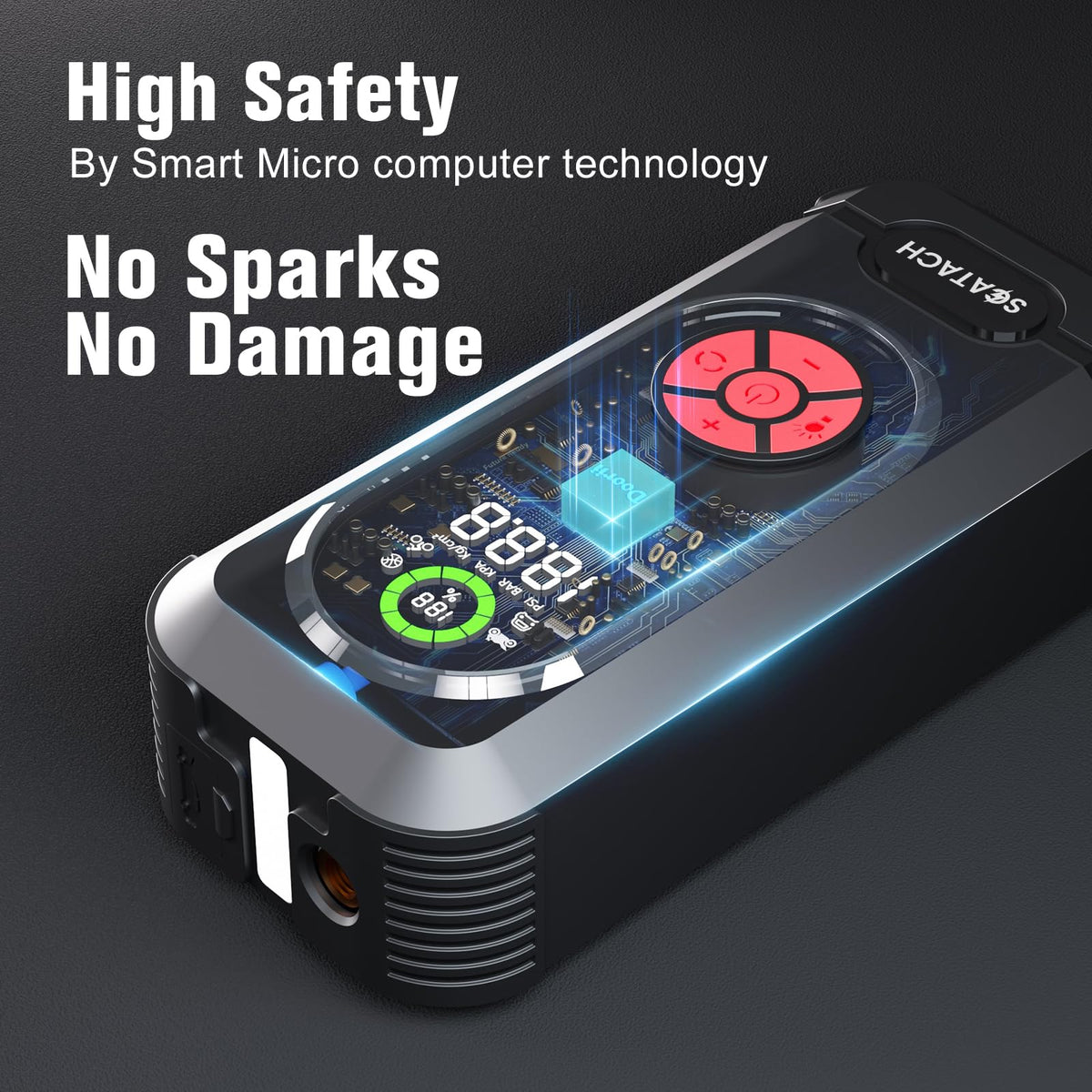 Scatach size comparison beside a smartphone showing compact portable convenience