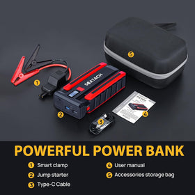 Scatach connected to car battery during jump start for roadside reliability