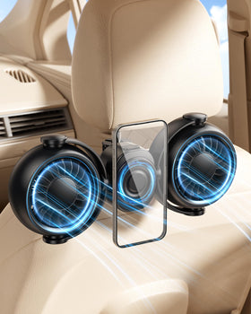 scenein front view on headrest showing mount and neat installation comfort