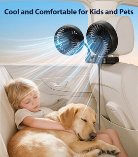scenein mounted on headrest delivering directed airflow to rear passengers