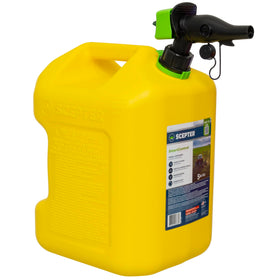 Scepter 5 gallon diesel can front view showing shape and capacity benefit