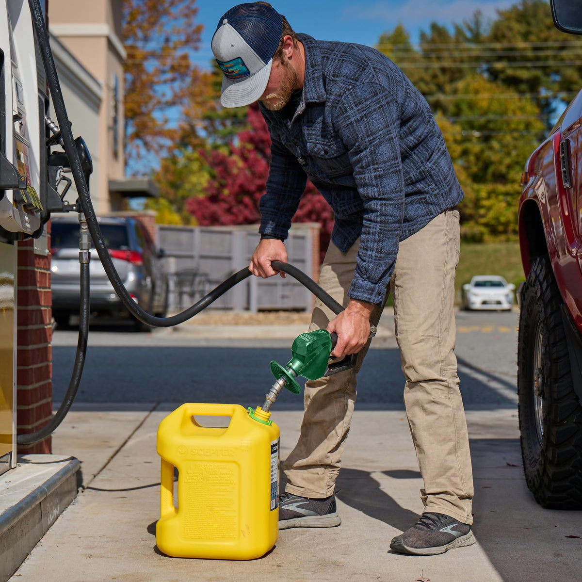 Scepter can refueling a generator showing fast, controlled diesel transfer