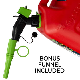 Scepter held by handle while pouring into equipment for spill reduction