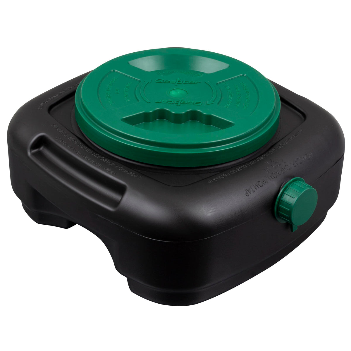 Scepter oil drain pan front view showing capacity and clean containment benefit