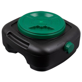Scepter oil drain pan front view showing capacity and clean containment benefit
