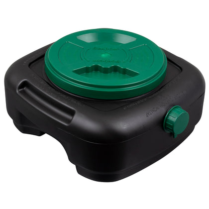 Scepter oil drain pan front view showing capacity and clean containment benefit