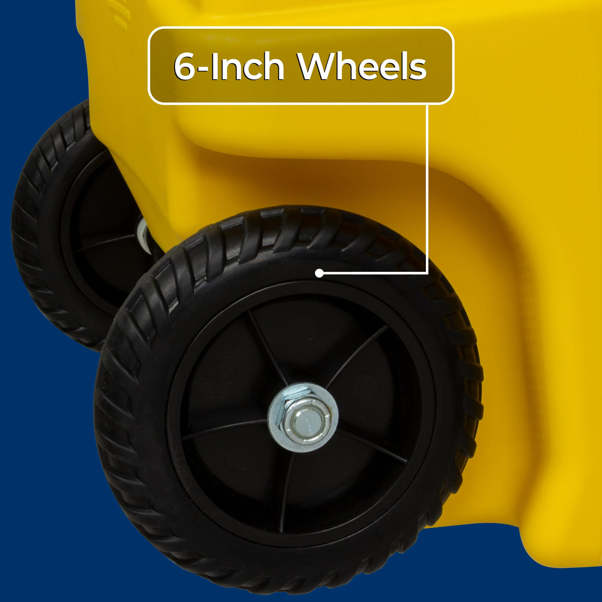 Scepter size comparison beside truck bed illustrating compact transportability