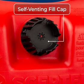 Scepter self-venting cap and child-safe lock for secure fuel storage