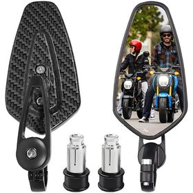Scerymo front view mirror showing carbon fiber style and improved rear visibility