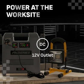 Schumacher DSR119 12V outlet closeup illustrating protected accessory power