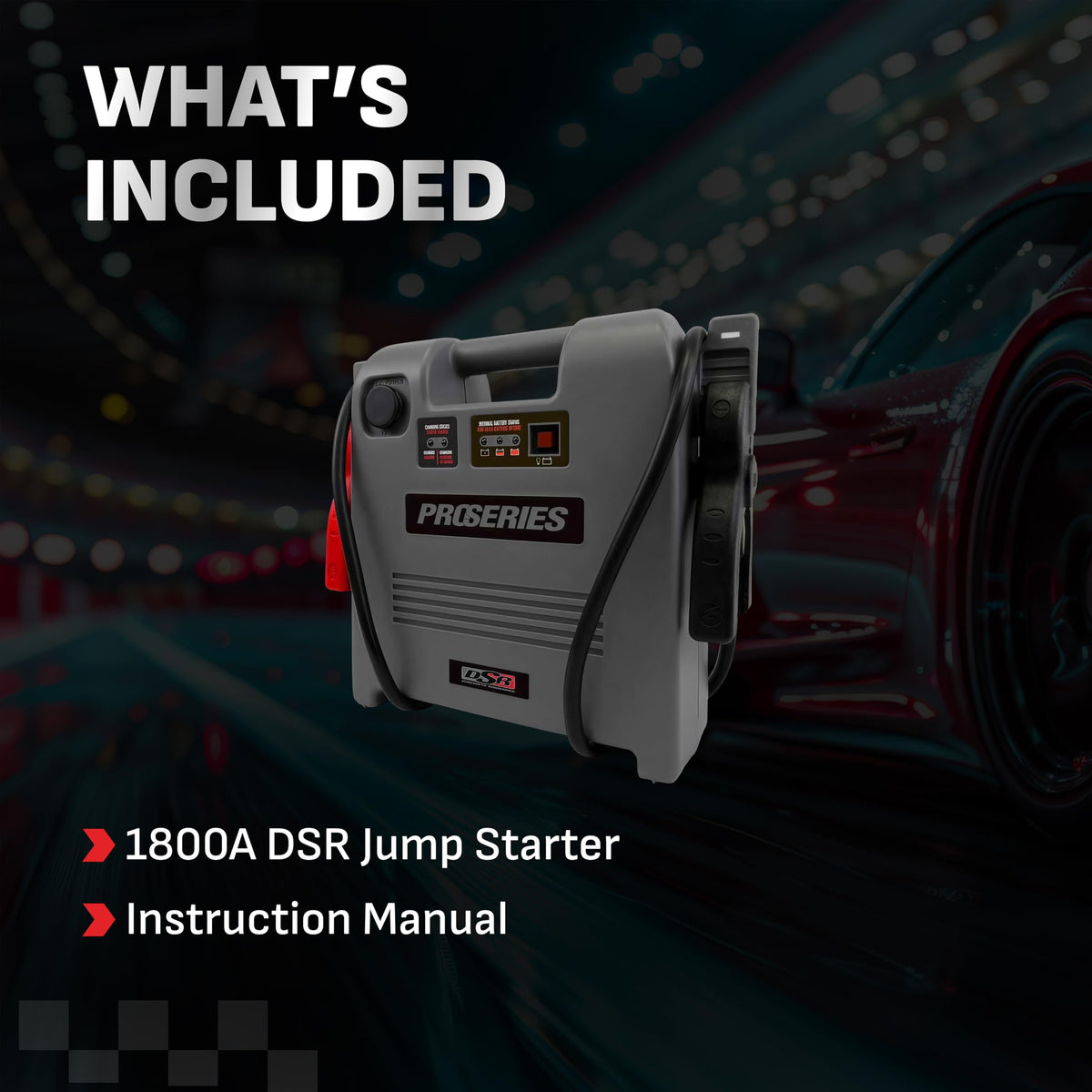 Schumacher DSR119 stored in vehicle trunk for emergency peace of mind