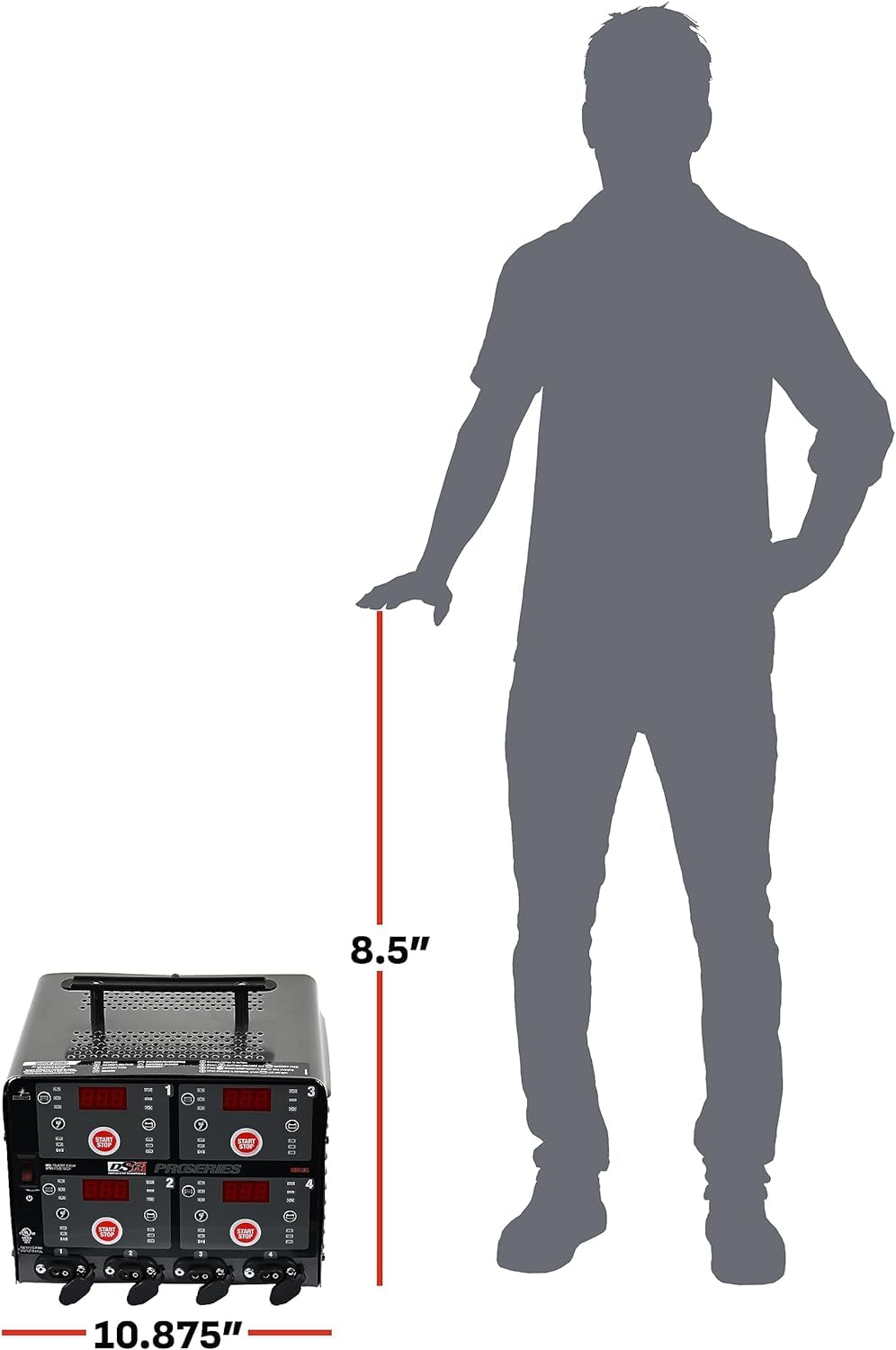 Schumacher DSR125 heavy-duty steel case with handle for easy transport between bays