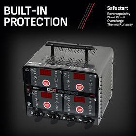 Schumacher DSR125 digital displays indicating charge status for clear bank-level monitoring