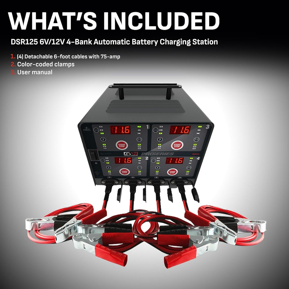 Schumacher DSR125 side vent and fan to cool internal components during extended use
