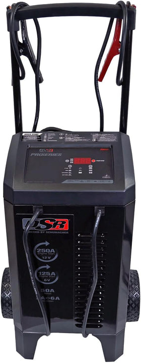 Schumacher DSR131 front view showing rugged case and handle for durable mobility