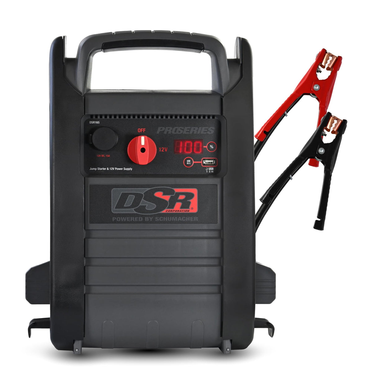 Schumacher DSR165 front view showing controls and robust housing, reliable professional performance
