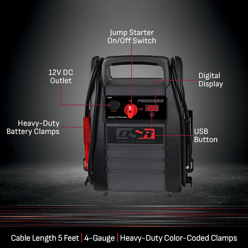 Schumacher DSR167 heavy-duty booster cables and clamps for safe connection