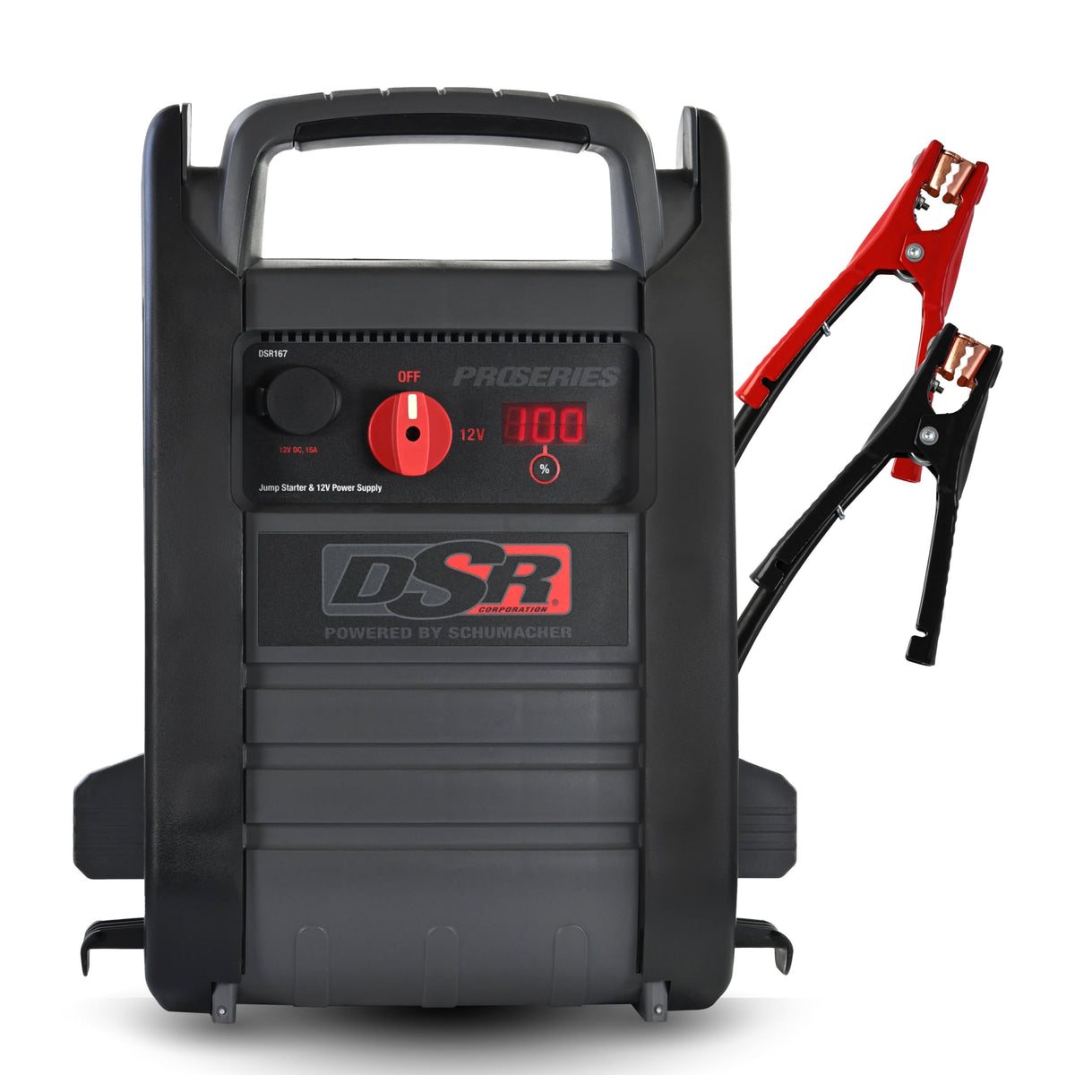 Schumacher DSR167 front view showing controls and ports for reliable starts