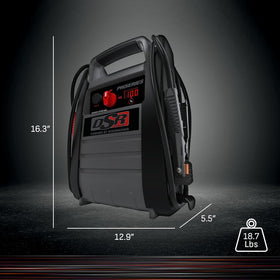 Schumacher DSR167 jump starter in vehicle for roadside starting and emergency power