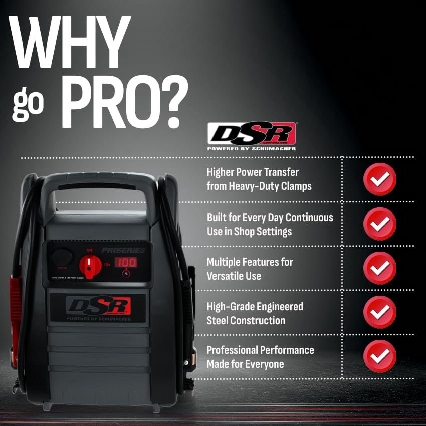 Schumacher DSR167 next to toolbox showing compact scale for mobile use