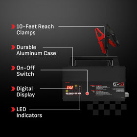 Schumacher INC100 Anderson plug connection detail ensuring secure high-current power delivery