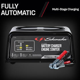 Schumacher SC1305 connected to a car during jump-start providing fast starting benefit