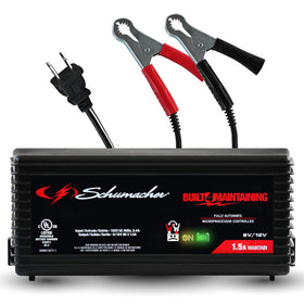 Schumacher SC1355 front panel showing controls and indicators for easy operation and safety