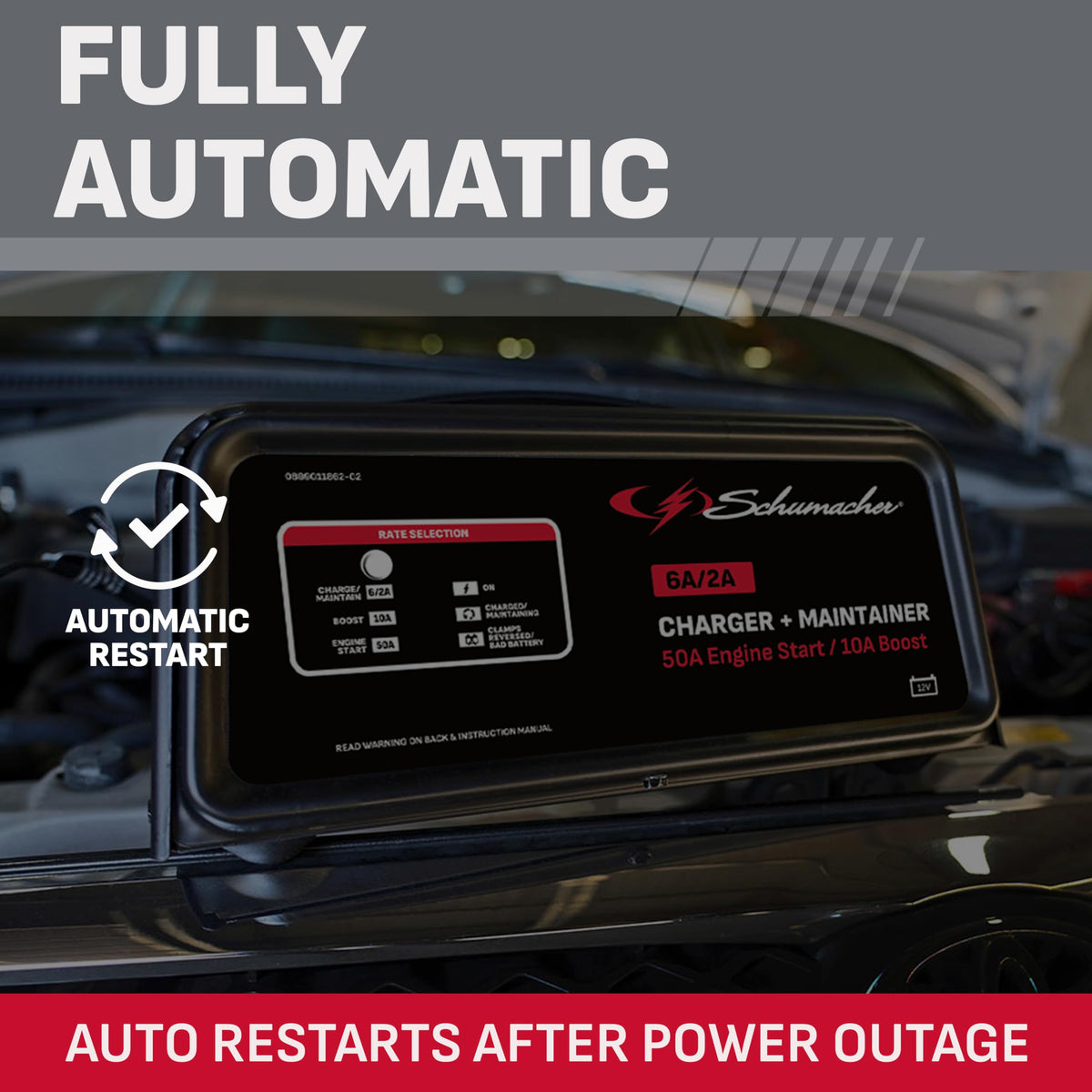 Schumacher SC1361 control panel LEDs showing status for easy monitoring