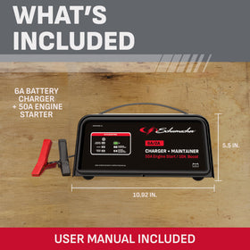 Schumacher SC1361 power cord and booster cables demonstrating reach