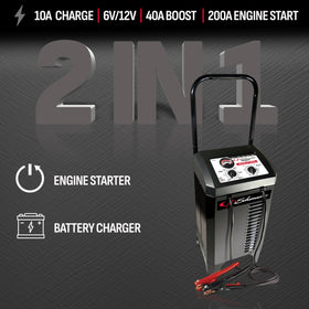 Schumacher SC1446 close-up of analog ammeter providing clear charge monitoring
