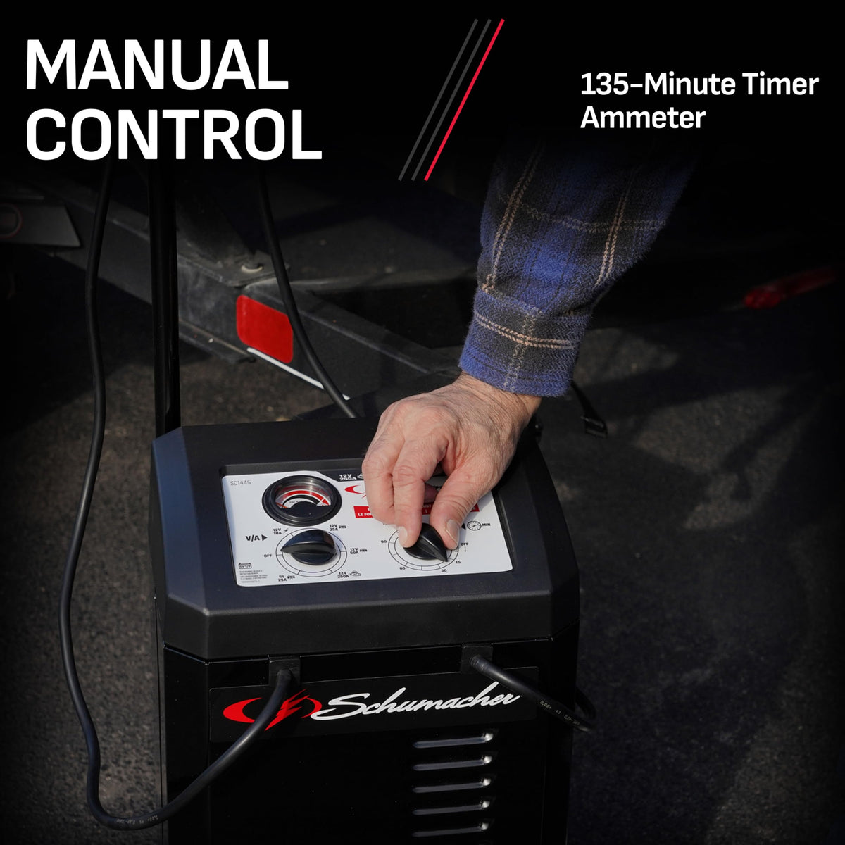 Schumacher SC1446 steel housing detail demonstrating rugged durability