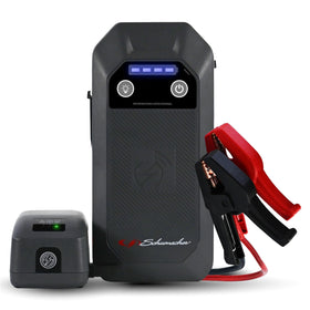 Schumacher SL1672 front view showing controls and ports, clear portable power