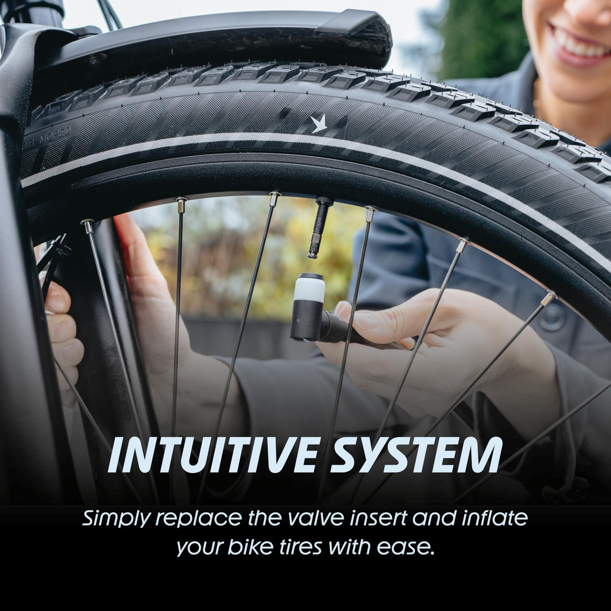 Schwalbe valve installed on bicycle rim for fast inflation convenience