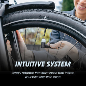 Schwalbe valve installed on bicycle rim for fast inflation convenience