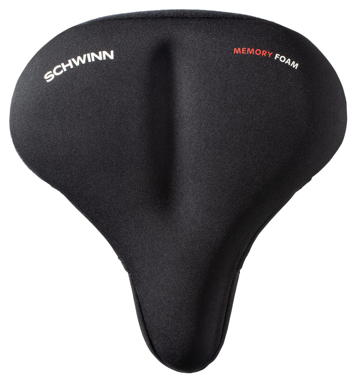 Schwinn front view of seat cover showing plush memory foam comfort