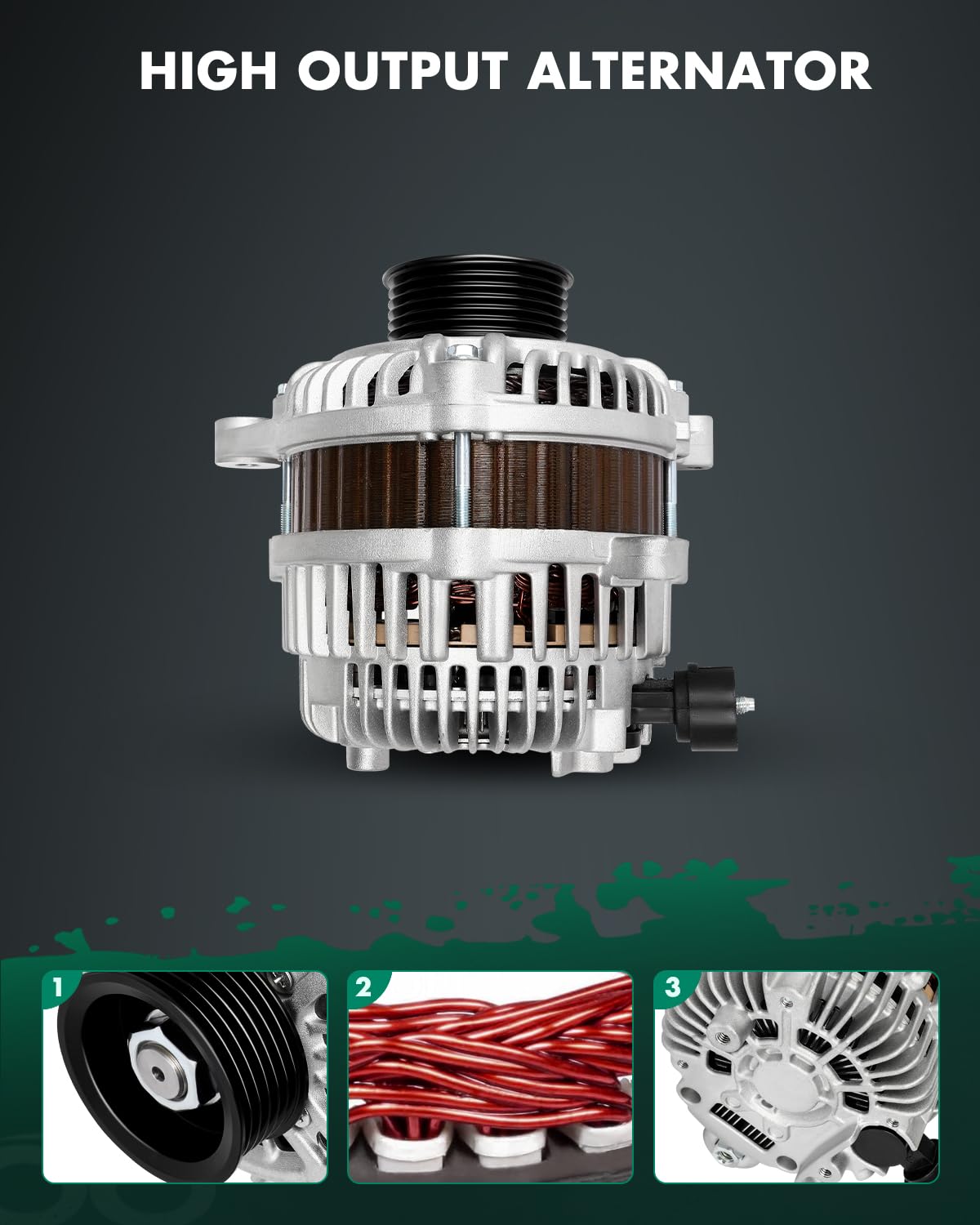 SCITOO alternator bearing detail illustrating tested durability and smooth rotation