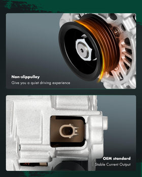 SCITOO alternator installed in engine bay demonstrating direct-fit convenience