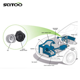 SCITOO blower motor in a mechanic's hand during replacement demonstrating quick swap benefit