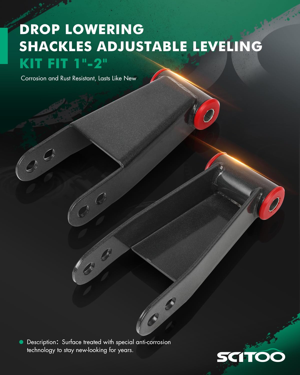 SCITOO close-up of adjustable shackle detail for precise leveling benefit