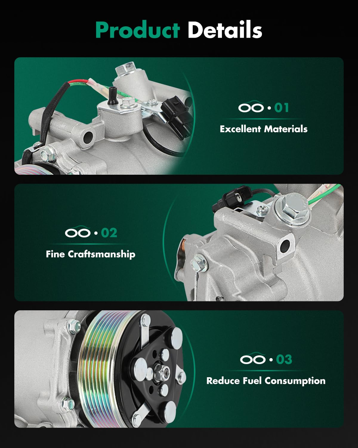 SCITOO compressor installed in Acura TSX engine bay, illustrating correct fit and replacement clarity