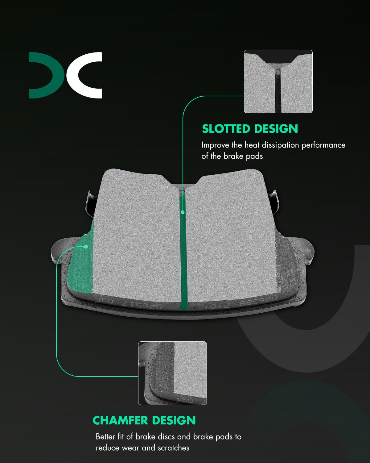 SCITOO pad surface close-up highlighting slotted ceramic face for improved cooling