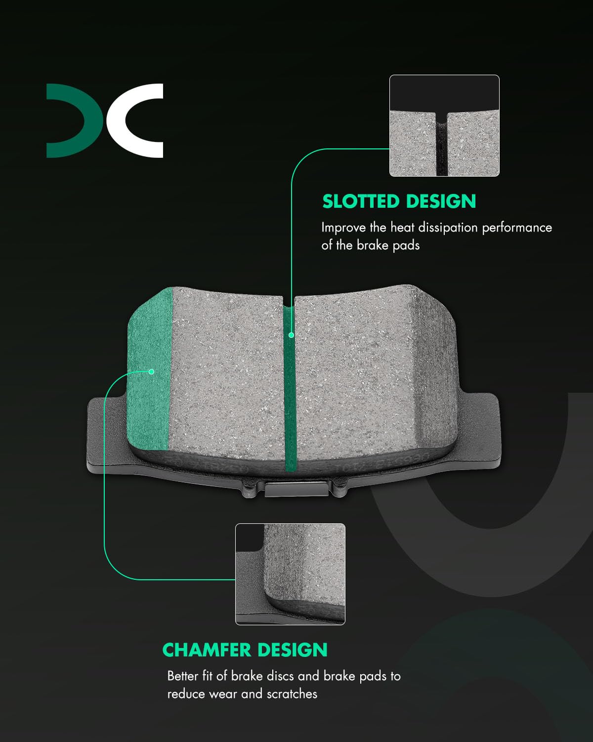 SCITOO close-up ceramic friction surface of D537 for quiet braking