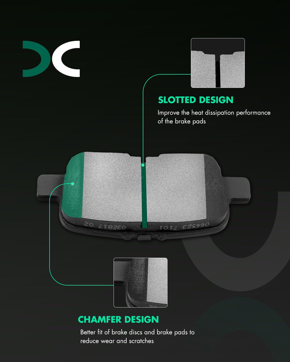 SCITOO ceramic pad surface close-up showing slotting for better cooling