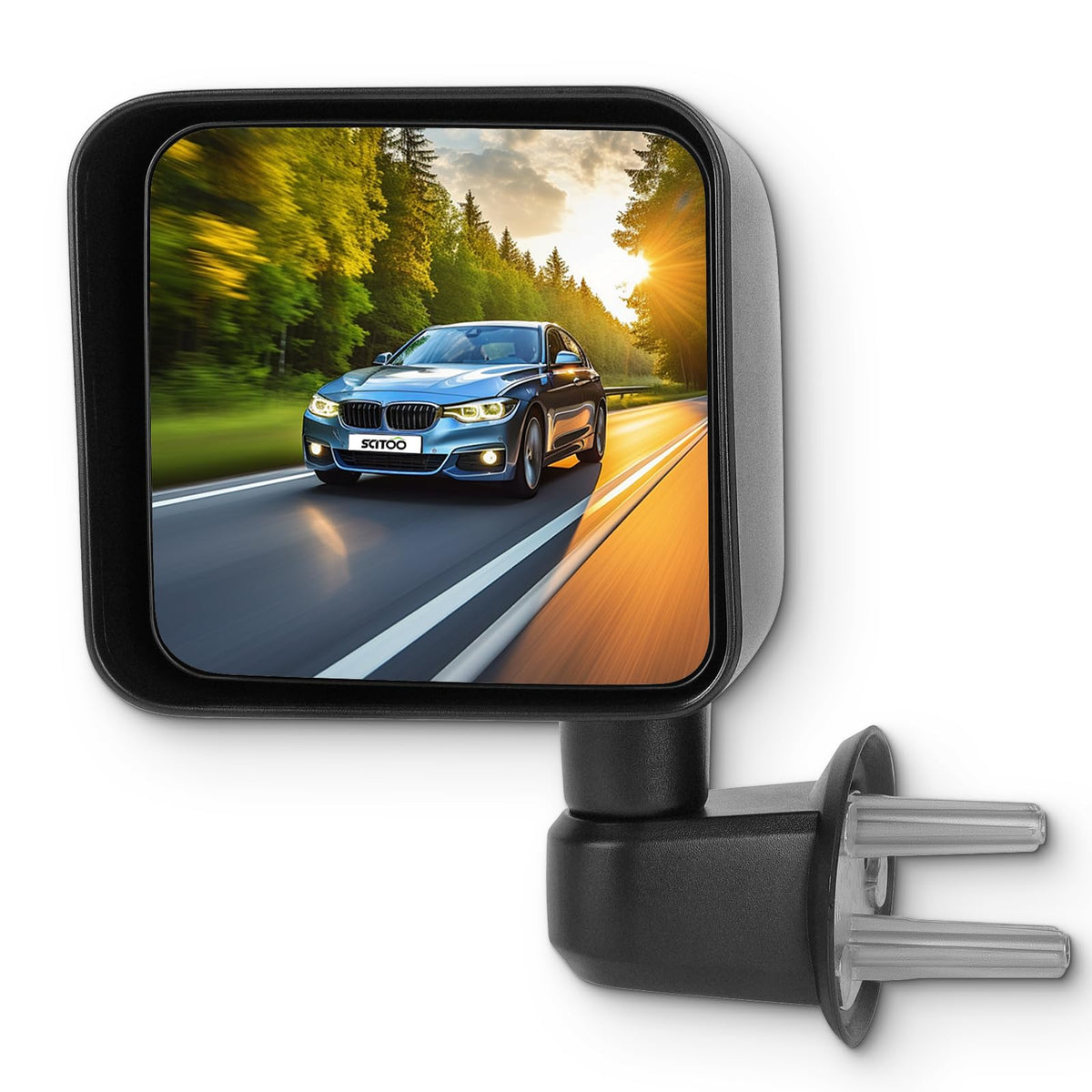 SCITOO driver side mirror front view showing OEM-style fit and durable finish
