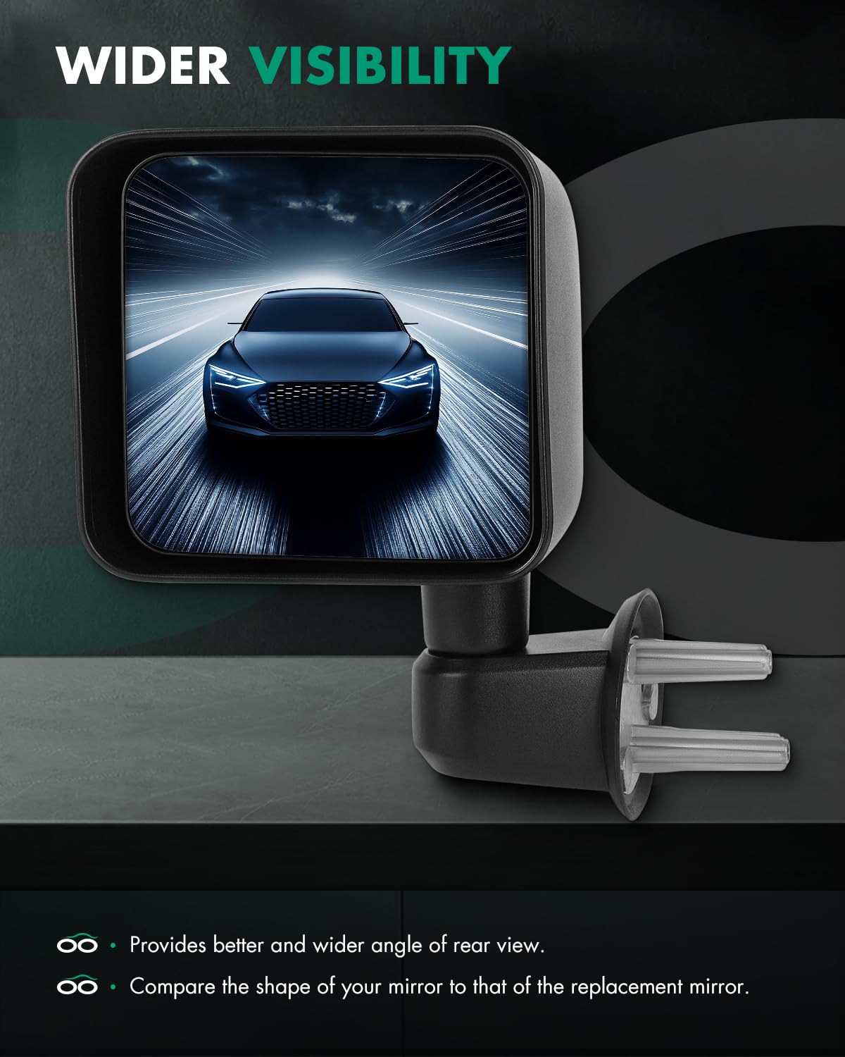 SCITOO mirror mounting point detail highlighting identical OEM mount advantage