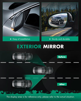 SCITOO mirror next to ruler size comparison showing accurate OEM dimensions