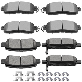 SCITOO front and rear brake pad kit packaging showing contents and fitment